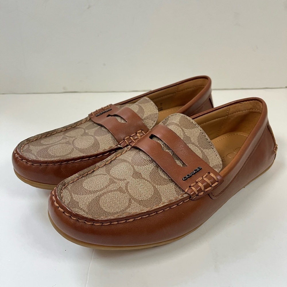 Coach Men's Brown Signature Driver Loafer Shoes 7D